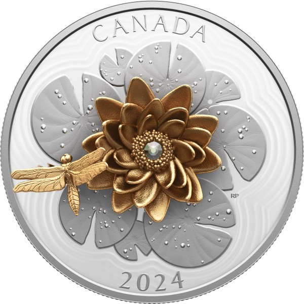 5 Oz Silver Proof The Dragonfly and the Bloom 50 CAD Canada 2024