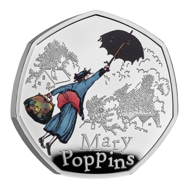 50 Pence Silber Proof Farbig Mary Poppins UK 2025 Royal Mint