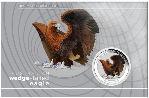 1 Unze Silber BU Farbig Australian Wedge-tailed Eagle CoinCard Australien 2025