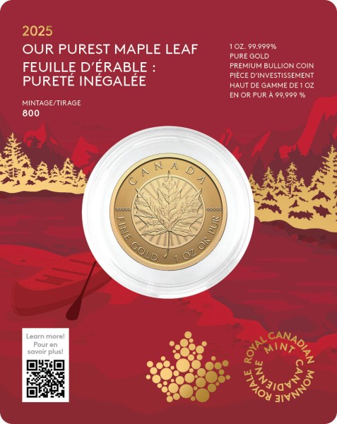 1 Unze Gold Our Purest Maple Leaf 200 $ Kanada 2025 (Premium Bullion)